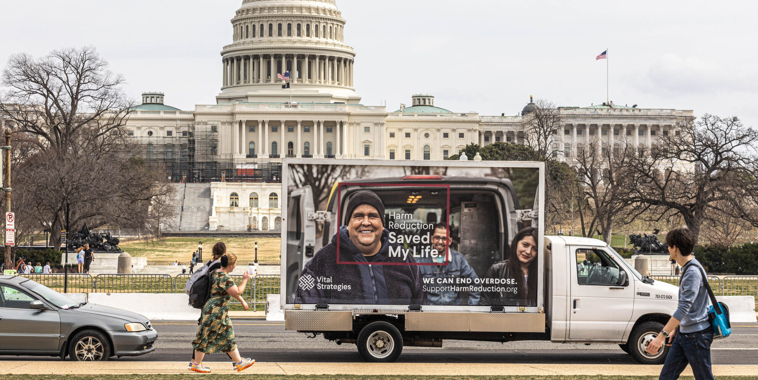 Harm Reduction mobile billboard Monday, March 7, 2022 in Washington. (Eric Kayne for Luceo)