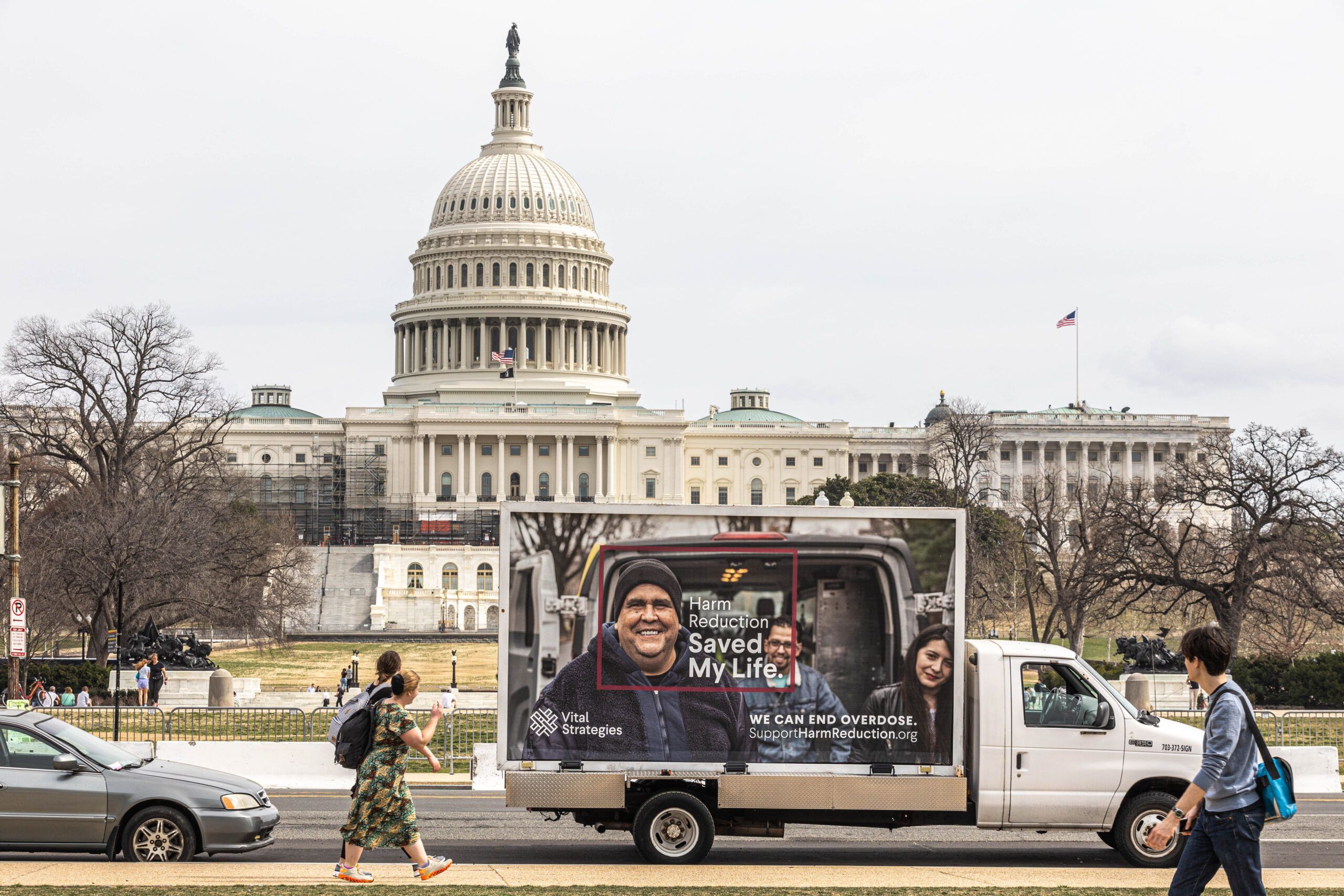 The “Support Harm Reduction Campaign” included mobile billboards driven around the Washington D.C. area. One of the audiences for the campaign was elected officials and policy makers.